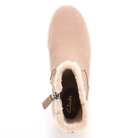 NEW CLARKS Wide Leather Hollyhock Lane Lined Comfort Booties in pebble 1125 5t3 - Picture 4 of 6